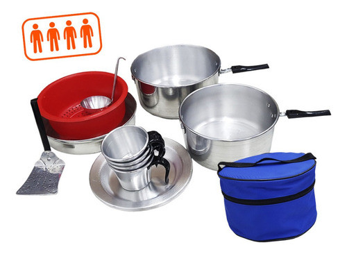 Marmita Familiar 4 Personas Aluminio 17 Pz Con Bolso Broksol 0