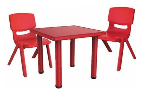 Mesa De Plastico Y Metal + 2 Sillas Infantiles Colores 0