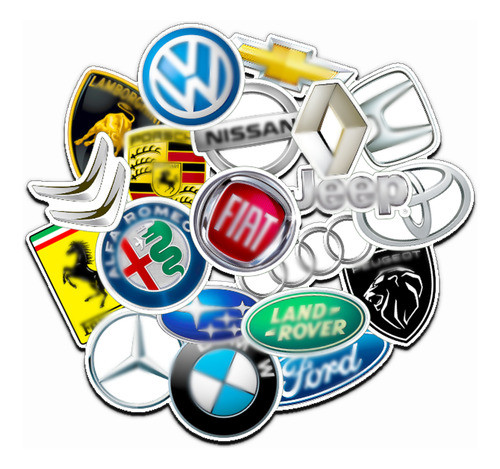 Stickers Autos Logos Pack X20 Souvenirs Regalos Deco 0