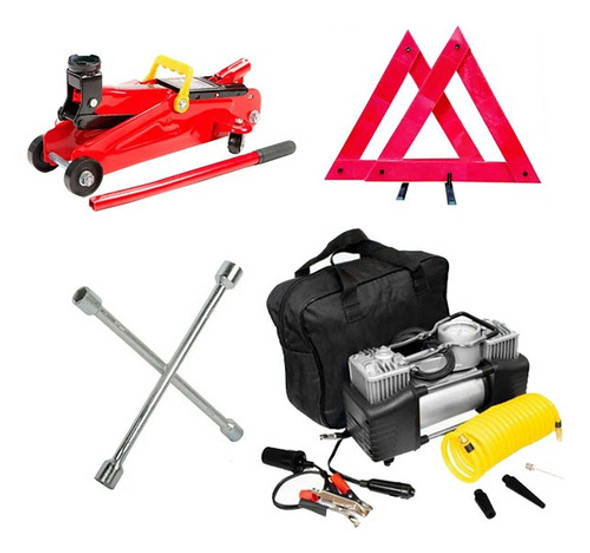 Kit Seguridad Auxilio Auto 4 En 1 Crique Compresor Llave Bal 0 Kit Seguridad Auxilio Auto 4 En 1 Crique Compresor Llave Bal 0