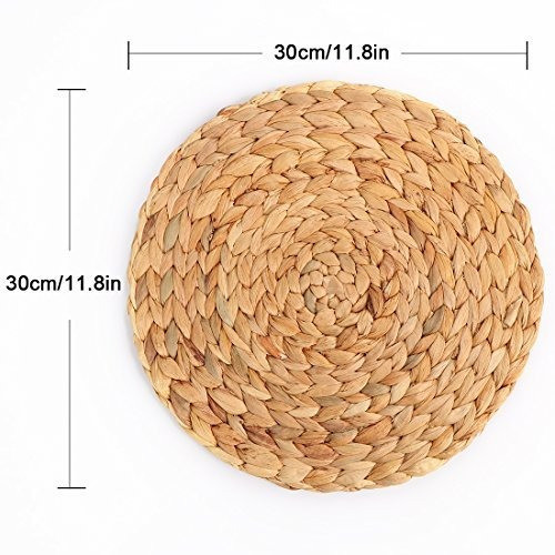 Kilofly 4pc Natural Water Hyacinth Weave Mantel Redondo Tren 1