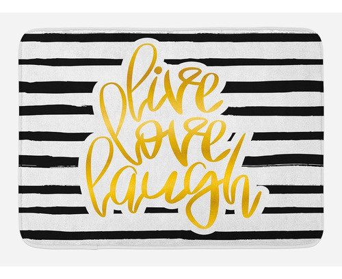 Ambesonne Live Laugh Love Bath Mat, Diseño Romántico Rayas D 0