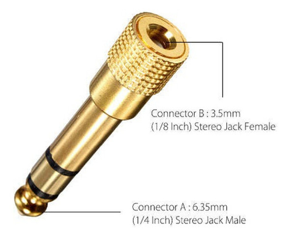 Adaptador Ficha Audio Jack 3.5mm A Plug 6.5mm Estereo Metal 1