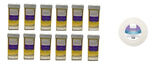 12 Ceras Roll On Descartables + Rollo Bandas 50mt Cosmetica 0