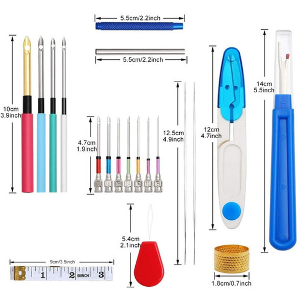 Set 70 Pzas: 11 Aguja Magica Punch + 50 Hilos - Bordado Ruso 1