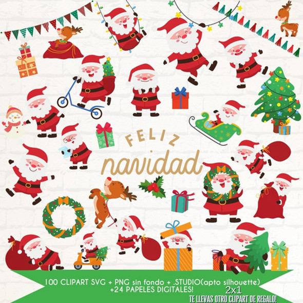 Navidad Papa Noel Divertido Clipart Svg Png .studio Imágenes 1