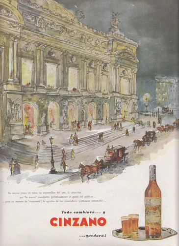 1950 Hoja Publicidad Vintage De Vermouth Cinzano Argentina 0