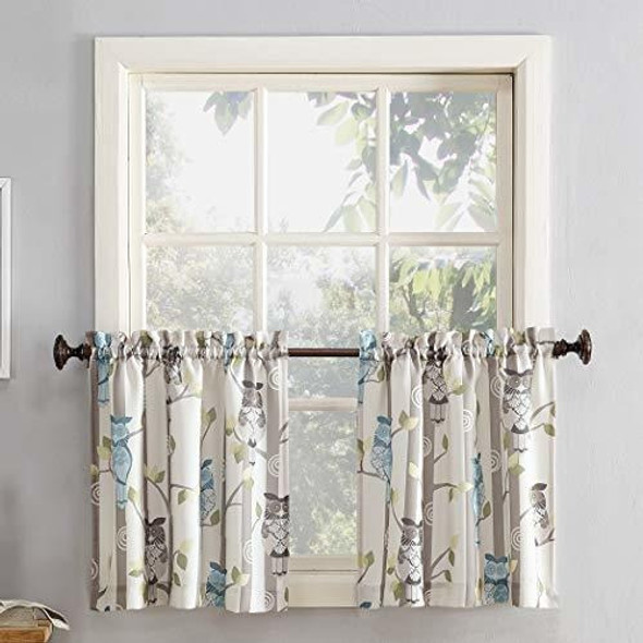 No 918 Hoot Par De Cortinas De Cocina Diseño De Búho 1