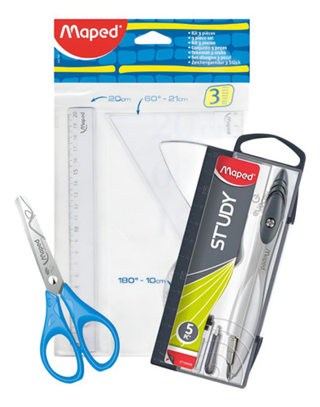 Set Geometrico Maped Escolar  + Tijera Para Zurdo 0