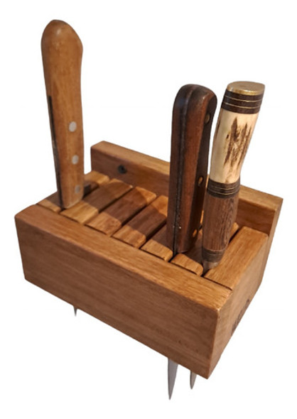 Porta Cuchillos Taco Colgante Organizador Madera Eucaliptus 0