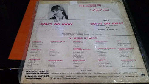 Roger Meno Dont Go Away Vinilo Maxi Buen Estado Germany 1