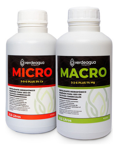 Kit Nutrientes Hidroponia Verdeagua Macro + Micro 500ml 0