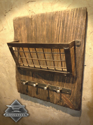 Porta Llaves De Pared Rustico Industrial Hierro Y Madera 1