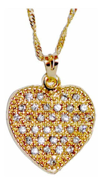 Colgante Gargantilla Corazón - Strass Cristal - Dorado 0