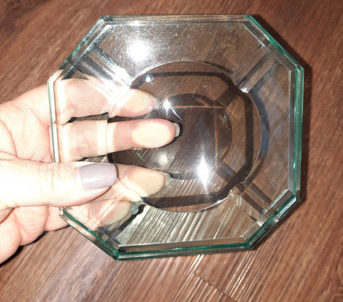 Cenicero Antiguo De Vidrio Macizo Biselado 1