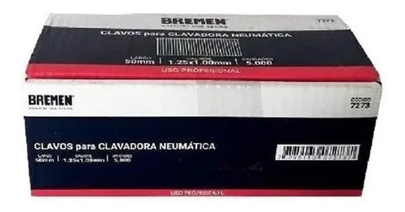 Clavos 50 Mm Para Clavadora Neumatica Bremen® 7273 1