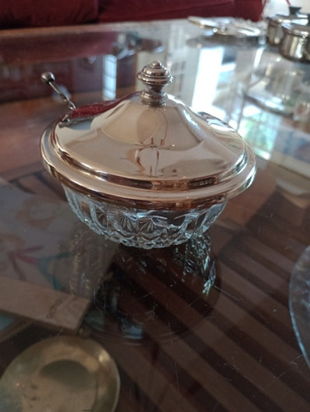 Antigua Azucarera Retro Vintage Cristal Incluye Cuchara 1