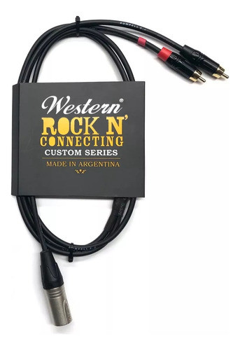 Cable Western 1 Xlr Macho A 2 Rca Malla Negra 3mts 0