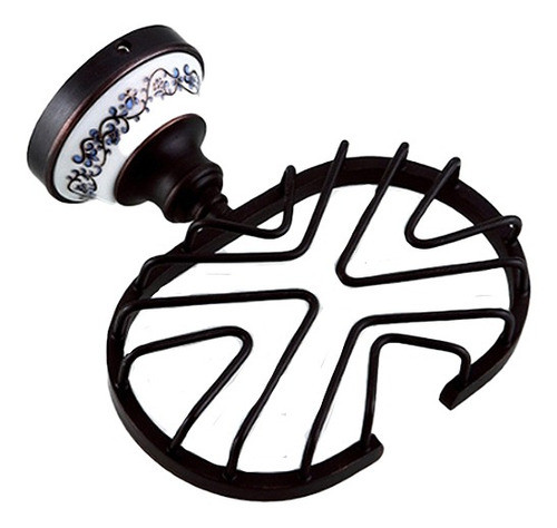 Accesorio Jabonera Diseño Vintage Negro Mate Con Cerámica 0