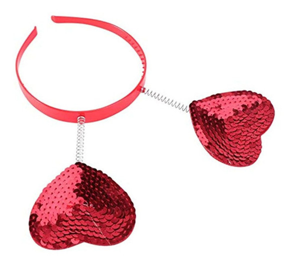 Diadema De Corazon De Lurrose Lentejuelas Rojas Accesorios 1