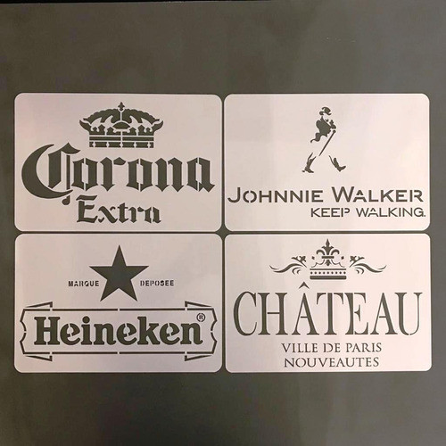 Kit 4 Stencil Marcas Deco Pared  20x30 Cupa Home 1