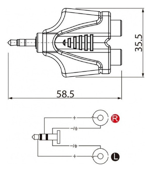 Adaptador Ficha 2 Rca H A Miniplug St 3.5 1