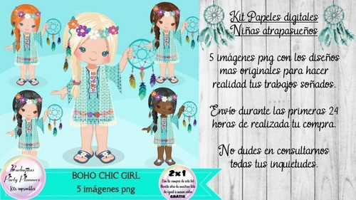 Cliparts Imagenes Png Niñas Boho Chic Girls Atrapasueño 1