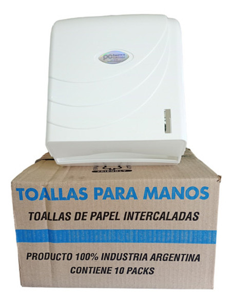 Dispenser Toallas Intercalada Blanco + 2500 Toallas Beige 1