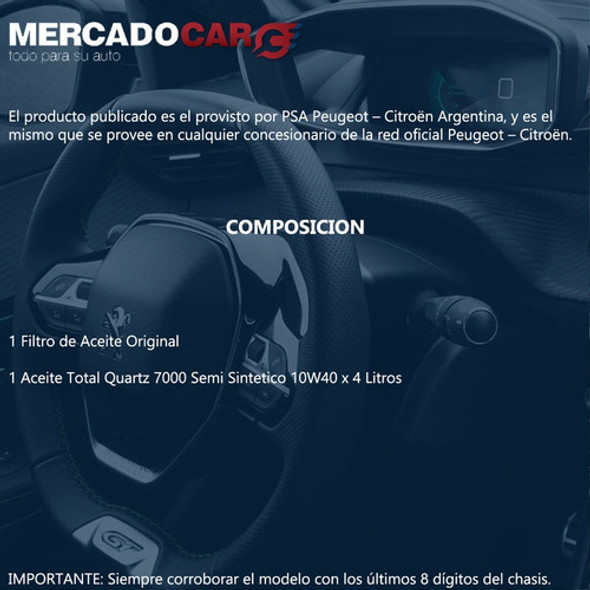 Filtro + Aceite Total Quartz 7000 4l Citroen C4 2.0 16v 2008 1