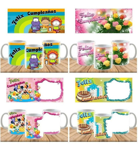 50 Plantillas Sublimación Tazas / Feliz Cumpleaños 1