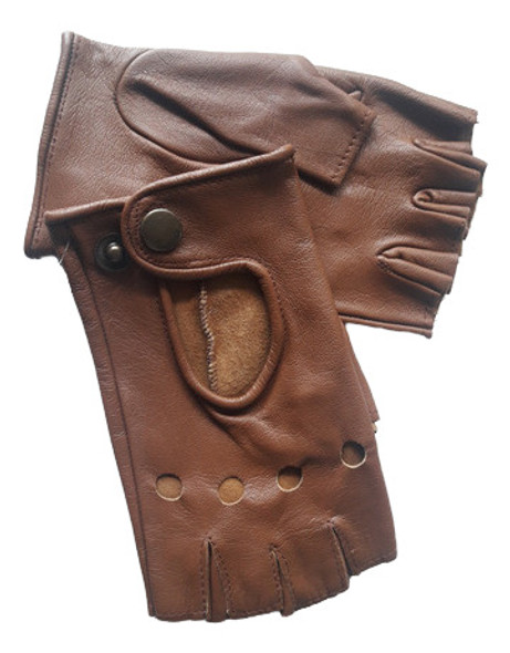 Guantes Para Automovilismo, Dedos Cortados 100% Cuero 0