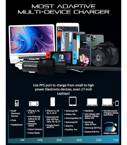 Maninam Super Fast Usb C Cargador De Coche Para Samsung S22 1