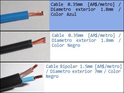 Pack 4x Cable 0.35mm Diam Ext 1.3mm Color Azul Por Metro U-p 1