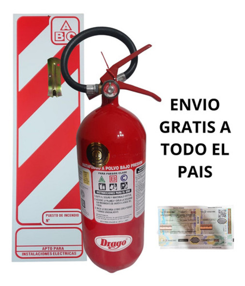 Matafuegos 5kg Abc C/ Habilitación + Chapa Baliza + Soporte 1