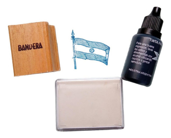 Sello Kit Bandera Argentina+ Almoha + Tinta Por 25cc 0