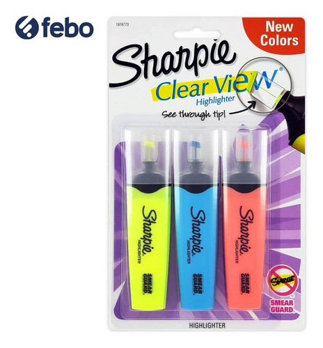 Sharpie X3 Resaltador Colores Amarillo Celeste Rojo Febo 1