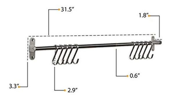 Wallniture Lyon Gourmet Cocina Pared Montaje Carril Y 10 Gan 1