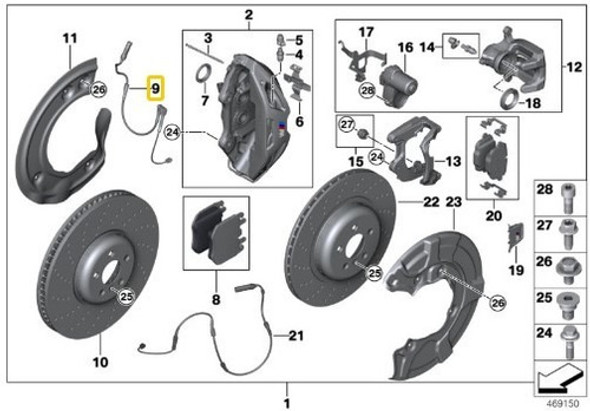 Sensor De Freno Delantero Para Bmw Serie 6 G32 Gt 630i B48 1