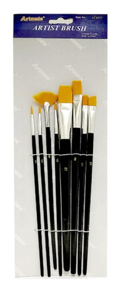 Set De Pinceles Artmate X8 Sinteticos Abanico Redondo Chato 0
