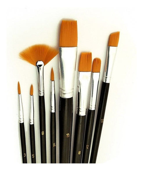 Set De Pinceles Artmate X8 Sinteticos Abanico Redondo Chato 1