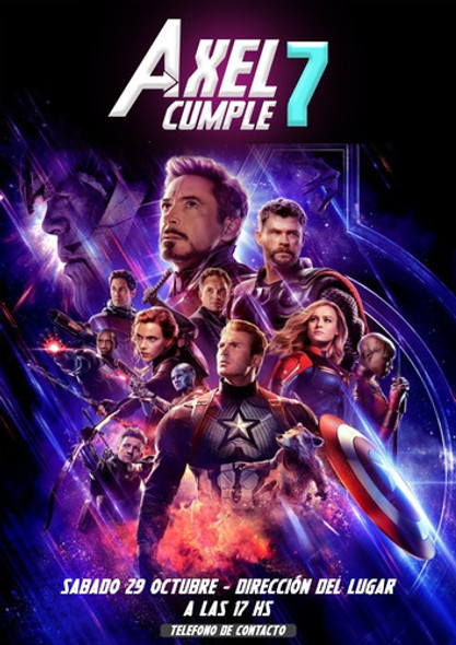 Invitación Cumpleaños Tarjeta Virtual Avengers #2 0