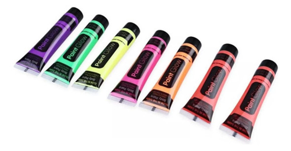 7 Pinturas Flúor Maquillaje Neón Lavable Al Agua P/  Fiestas 0