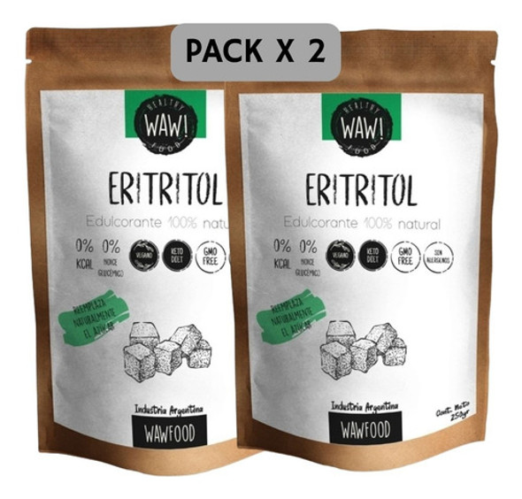 X2 Edulcorante Eritritol X 250g X2 - 100% Natural - Sin Tacc 0