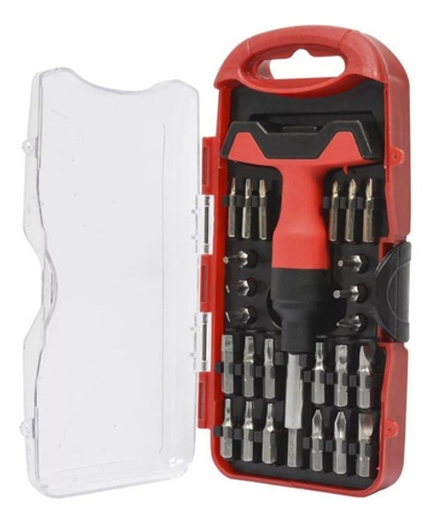 Juego 25 Puntas Destornillador Mango T Con Estuche Uso Pro 0