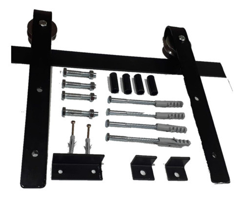 Kit Puerta Granero Corrediza Riel 1.50 Mtrs +manijon Rustico 0