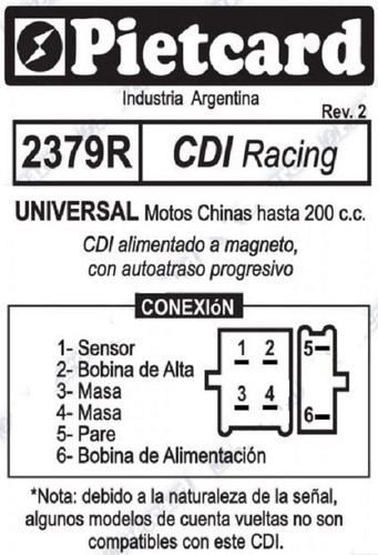 Cdi Racing (alimentado A Magneto) 2379r Pietcard. En Panther 1