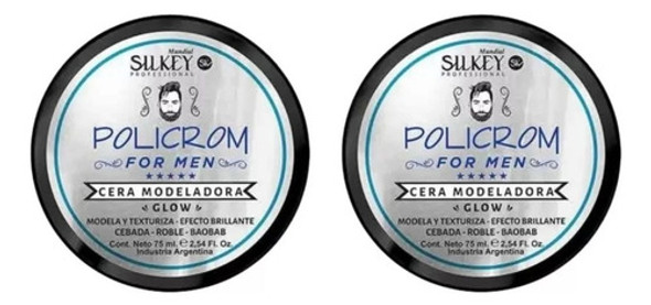 Silkey Barberia - Cera Glow Modeladora Brillante 75 Ml X 2 U 0