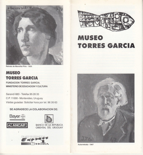 1995 Arte Museo Torres Garcia Folleto Bienvenida Montevideo 0