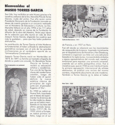 1995 Arte Museo Torres Garcia Folleto Bienvenida Montevideo 1