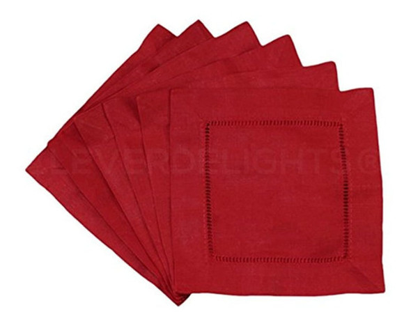 Paquete De 12 Cleverdelights Red Linen Hemstitch Cocktail Se 0 Paquete De 12 Cleverdelights Red Linen Hemstitch Cocktail Se 0